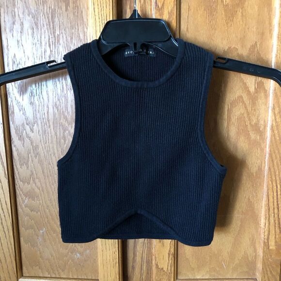 Brooklyn Karma Ribbed Cashmere Blend Sleeveless Crop Sweater - S - Picture 5 of 12